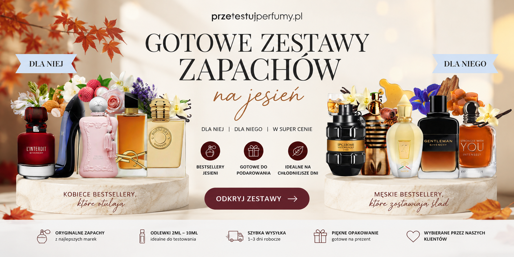 Zestawy najlepszych zapach&oacute;w na jesień dla kobiet i mężczyzn